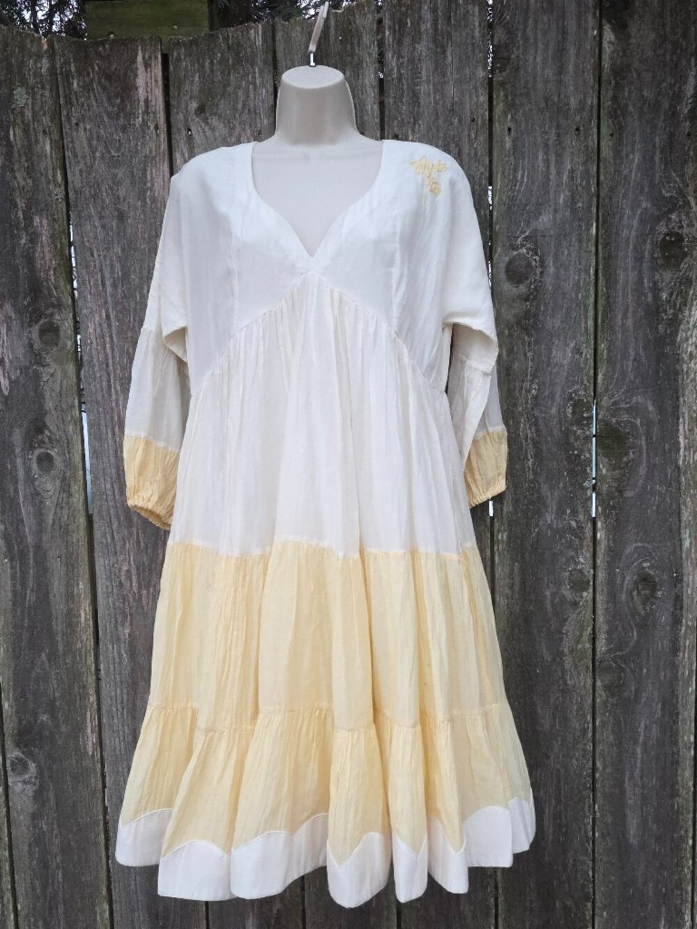 NWT The Loom Art IKKIVI Chanderi Silk baby doll dress Dreamy Caramel
